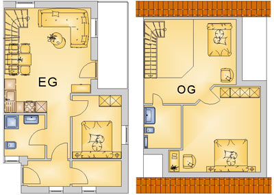 Typ A 71qm mit 2 Schlafzimmer