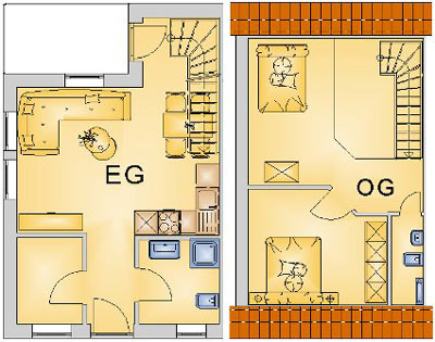 Typ B 50qm mit 1 Schlafzimmer